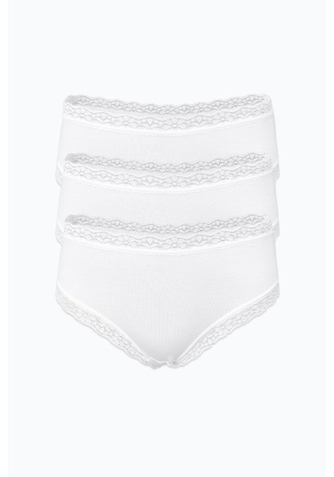 Malabadi Kadın 3'lü Paket Ultra Yumuşak Micro Modal Dantelli Slip Külot 3m700 Beyaz