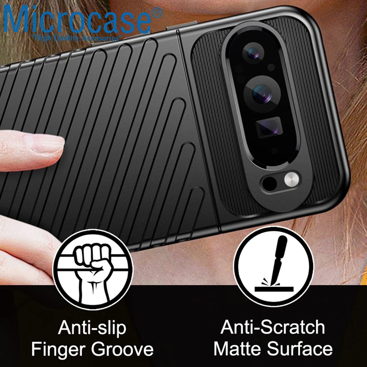Microcase Google Pixel 10 Pro Xl İle Uyumlu Thunder Serisi Darbeye Dayanıklı Silikon Kılıf - Siyah Al3421 Siyah