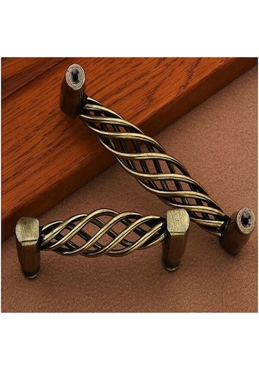 4x Vintage İçi Boş Mutfak Kapı Kolları Kullanışlı Dolaplar İçin Düğmeli - Bronz/128mm