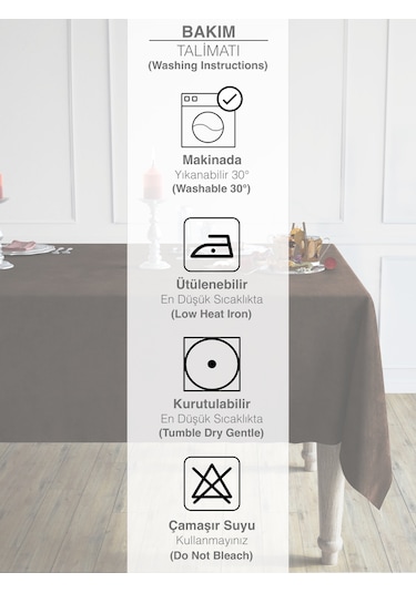 Daily Series Kadife Dokulu Kahverengi Masa Örtüsü Kahverengi