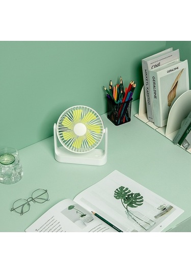 Didadodo 4 Kademeli Fan - 4000mah Pil, Sessiz Beyaz Şarjlı Masaüstü Fanı Taşınabilir Beyaz