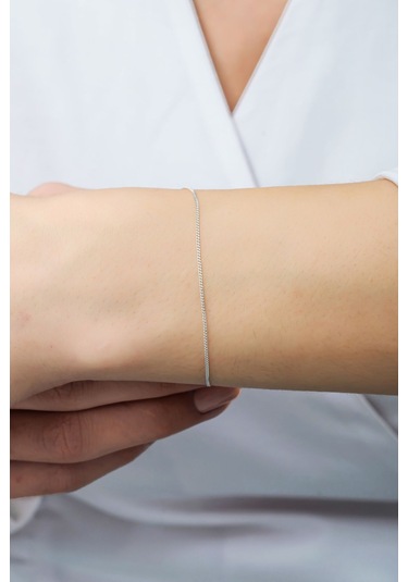 Azuris Silver Azuris Silver 925k Gümüş 1 Mm Gurmet Zincir Bileklik Gümüş