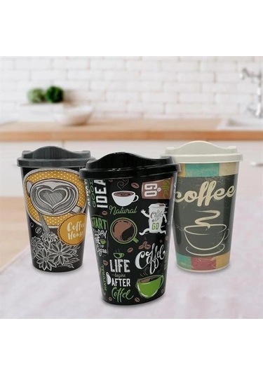 Buffer 3 Adet Kahve Bardağı Seti Dekoratif Plastik Kahve Muhafaza Bardağı Çok Renkli