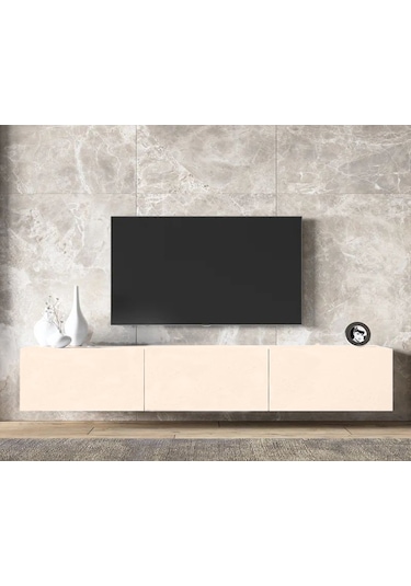 Beliz Tv Ünitesi Tv Sehpası Alt Modül 200 Cm Krem Mdf