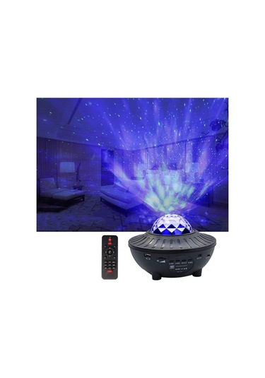 Bluetooth Hoparlörlü Lazer Işıklı Gece Lambası Uzaktan Kumandalı Projeksiyon Disko Lambası