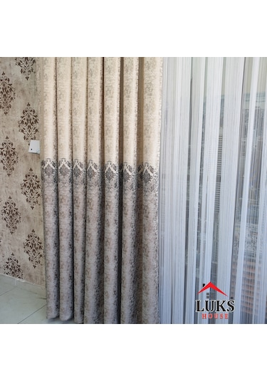 Lüks Bej Fon Pano Perde Sık Pile Tek Kanat, En100 Cm-modern House Bej