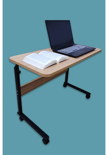 Laptop Sehpası Çalışma Masası Yükseklik Ayarlı Tekerlekli 80-40