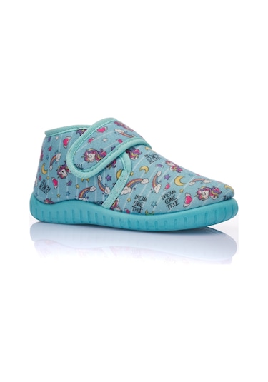 Günlük Unisex Çocuk Panduf Ev Ayakkabısı Esnek Kaymaz Taban Cırtlı Kreş Anaokulu Ayakkabı 263 Su Yeşil
