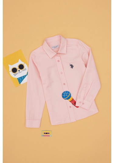 U.s. Polo Assn. Kız Çocuk Açık Pembe Gömlek Basic 50306588-vr078 Acık Pembe Açık Pembe