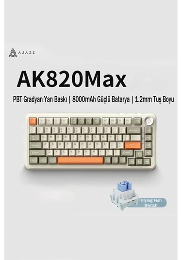 Ak820 Max Plus-hot-swap-dinamik Rgb Mekanik Oyun Klavyesi 8000mah Batarya Flying Fish Switch-retro