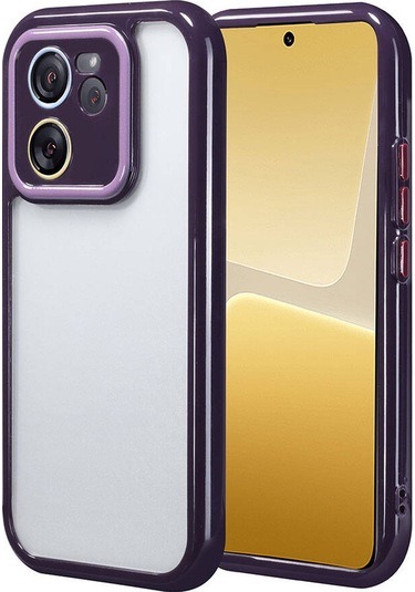 Ardemix Xiaomi Mi 13t Pro Kılıf Kamera Korumalı Renkli Kenar Ve Çerçeve Tasarımlı Vi Derin Mor
