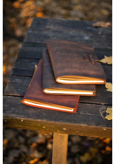 Kişiye İsme Özel Hakiki Deri A5 Defter / Ajanda Kestane