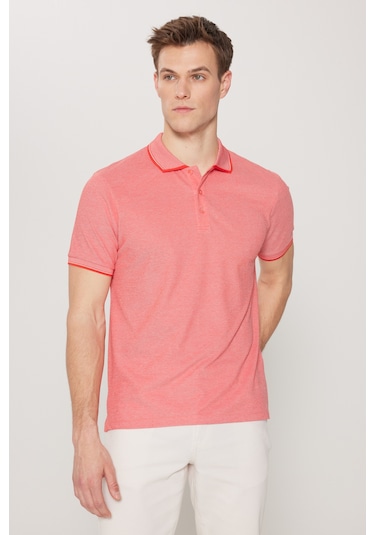 Ac&Co / Altınyıldız Classics 4A4820200047Ncbl Düğmeli Polo Yaka Cepsiz Slim Fit Erkek Tişört Narçiçeği - Beyaz