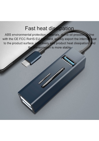 15101 5 In 1 Usb3.0 İla 3 X Usb + Sd / Tf Kart Okuyucu Hub Adaptörü Mavi