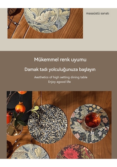 Mutfak Masası Yuvarlak Deri Bardak Altlığı 001 Çok Renkli