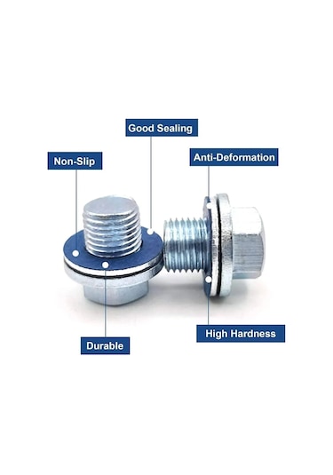 Ranyeek Toyota Ve Lexus Araçları İçin 10 Adet Alüminyum-pamuk Yağ Sızıntı Vidalı Yonga Seti 90430-12031 Uyumlu - İç Çap 12.2mm, Dış Çap 21mm