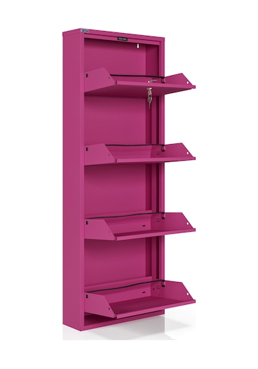 Ceha Kilitli 4'lü Metal Ayakkabılık Pembe - K.AYK-4 /AB4010/KL Pembe