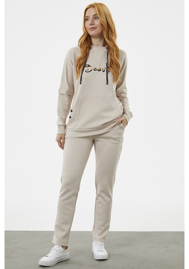 Kanguru Cepli Dalgıç Kumaş Eşofman Takım - Taş 001