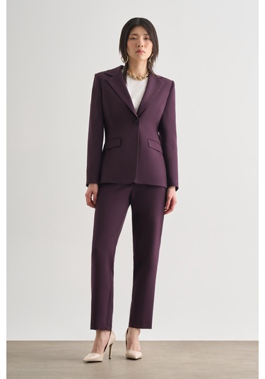 Mizalle Mürdüm Tek Düğme Klasik Blazer Ceket Mürdüm