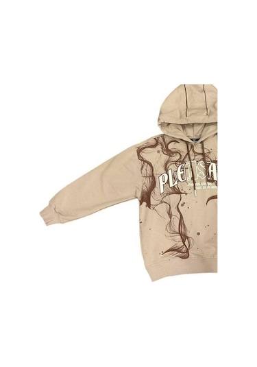 Carinos Erkek Çocuk Kapüşonlu Batik Desenli Sweatshirt-14697 Vizon