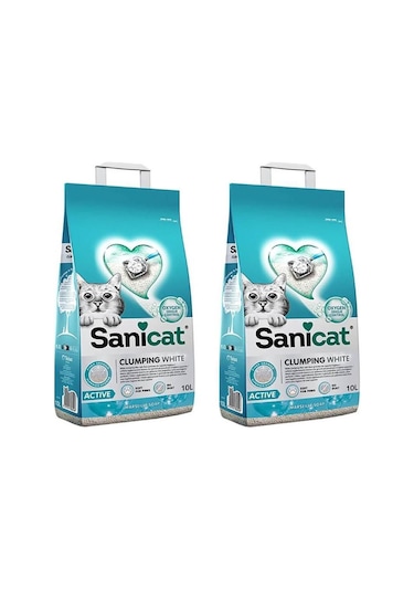 Sanicat Active  Marsilya Sabun Kokulu İnce Taneli Kedi Kumu 10 Lt * 2 Adet