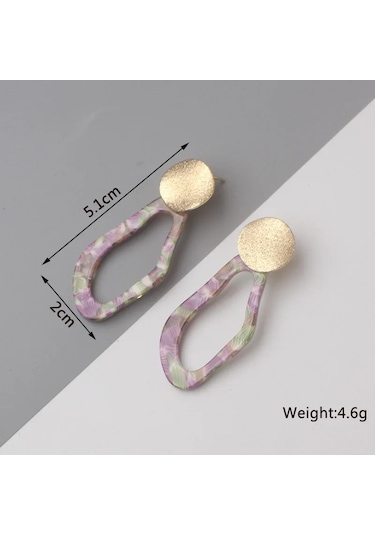 Guangtuo Akrilik Kadın Dangle Küpe - Hollow Geometrik Desenli Leopar Şerit Kolye Yeşil Dragonfly