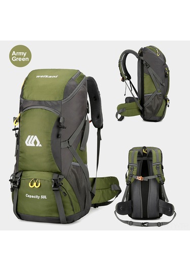 Dianziye 50l Dayanıklı Dağcı Çantası - Kamp Ve Yürüyüş İçin Ergonomik Sırt Çantası Asker Yeşili Yeşil