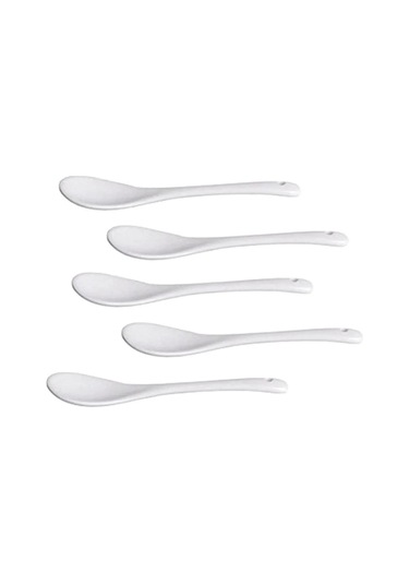 Honmex 5'li Seramik Kahve Kaşığı Seti - Dayanıklı, Yıkama Makinesine Uygun, Ev/restoran İçin Pratik Tabak Çeşidi Beyaz