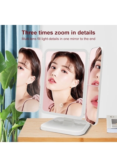 Ctbx Üç Katlı Kare Makyaj Aynası