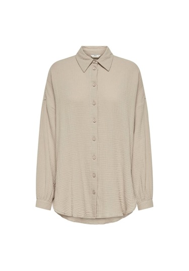 Only 15267998 Onlthyra Oversızed Shırt Noos Wvn Ss Kadın Gömlek Oxford Tan