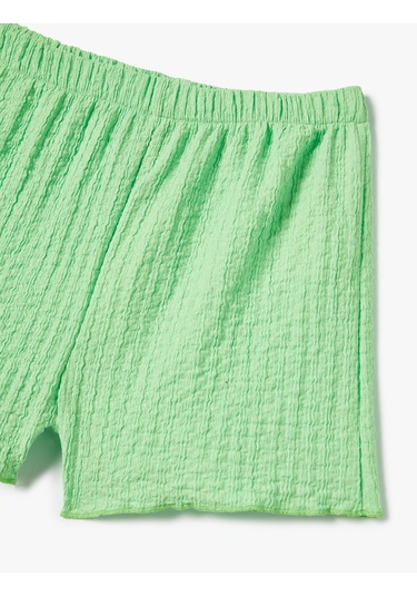 Koton Bürümcük Mini Şort Beli Lastikli Yeşil 4skg40085ak Yeşil