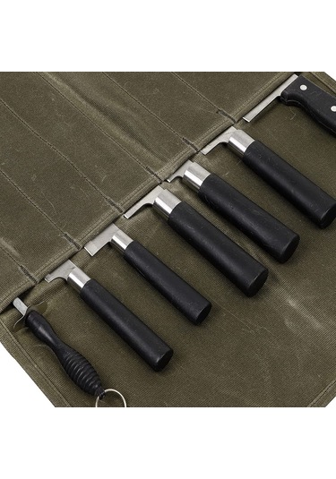 Islak Balmumu Tuval Bıçak Saklama Çantası Şef Piknik Kamp Barbekü Taşınabilir Saklama Çantası Şef Çantası Ordu Yeşili Tuval 1 20kg Tuval 1