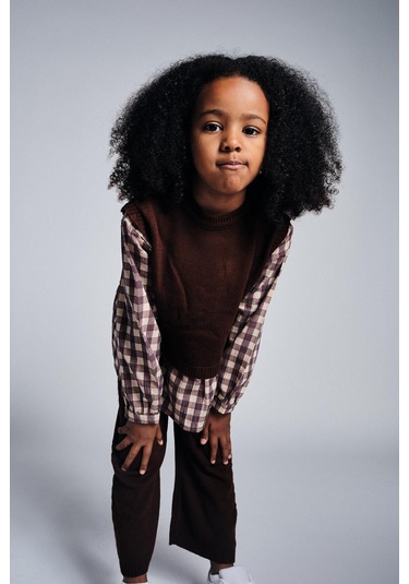 Ekose Gömlekli Kahve Triko Takım Kahverengi