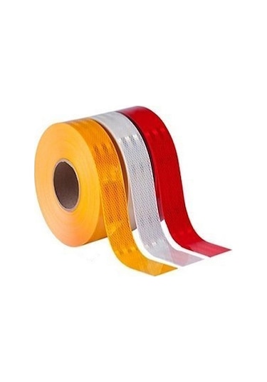 3 Mt Reflektörlü Reflektif Fosforlu Araç Oto Kamyon Şerit Bant Tüvtürk Onaylı Düz Kırmızı İkaz Bandı