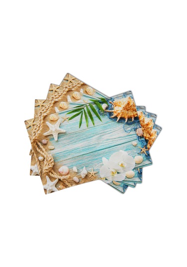 Okyanus Kabuğu Baskı Placemats, Mutfak İçin, 4 Set 2