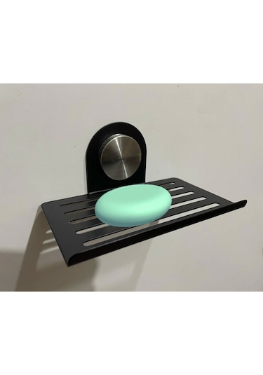 Kitaro Kendinden Yapışkanlı Ve Vidalı Sabunluk Silindirli Mat Siyah Siyah