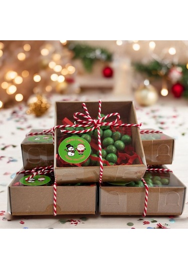 Yılbaşı-yeni Yıl - Hediyesi Kutulu Yeşil Ahşap Boncuk Yıldız Anahtarlık