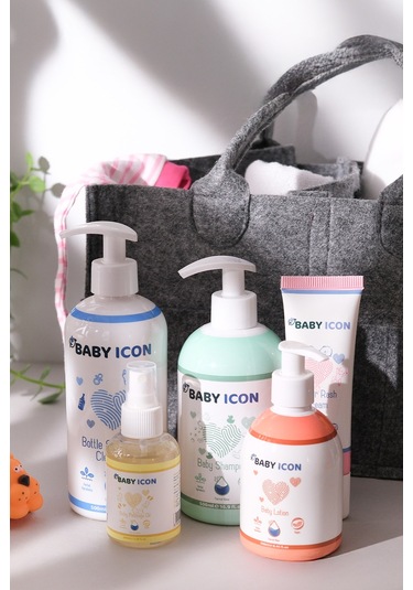 Baby İcon Hoşgeldin Anne Bebek Keçe Organize Bakım Çantası Seti Gri