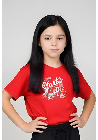 Fyk Kids Kız Çocuk Baskılı Start Up Alt-üst Pijama Takımı Kırmızı