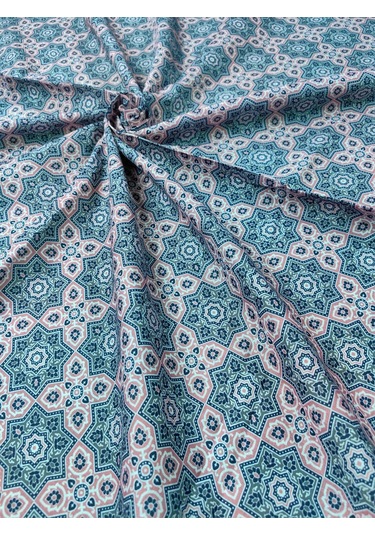 Ebruli Pamuklu Etnik Desenli Soft Eşarp 90x90 Cm Lacivert