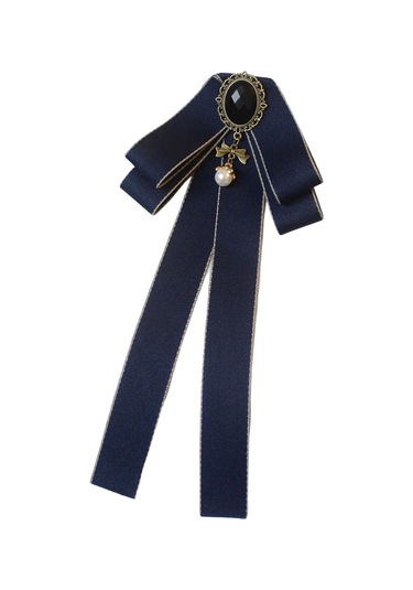 Homyl Şerit Papyon Broş Boyun Kravat Kokteyller Parti Mezuniyet Koyu Mavi