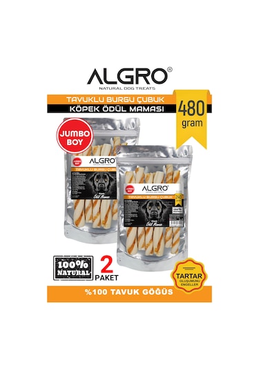 Algro Tavuk Göğüs Etli Jumbo Boy Burgu Çubuk 2 x 240 G