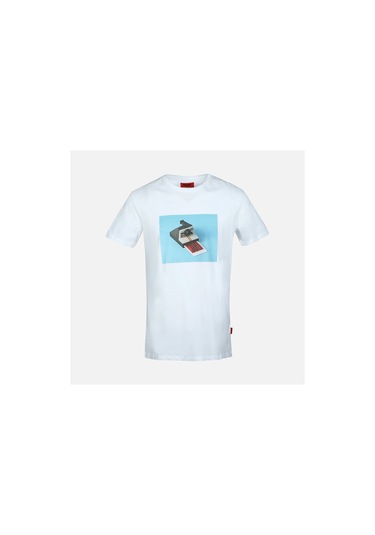John Frank Erkek Beyaz Baskılı T-shirt Siyah