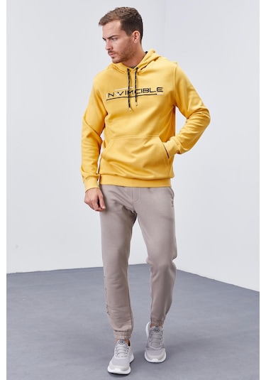 Tommy Life Hardal Kanguru Cep Standart Kalıp Kapüşonlu Erkek Sweatshirt - 87883 HARDAL