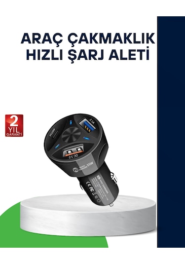 55w Hızlı Araç Şarj Cihazı Quick Charge 3.0 Ve Pd Destekli
