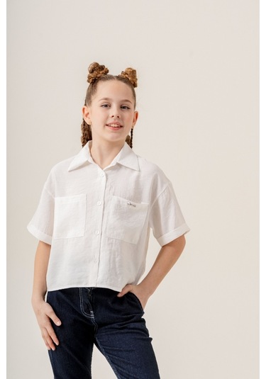 Kız Çocuk Duble Kol Gömlek 3169 Beyaz