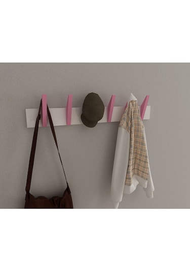 Hepsi3boyutlu Modern Duvar & Kapı Kanca Askılık - 6 Adet Pembe Kanca Askılık - Model No : 4 Pembe