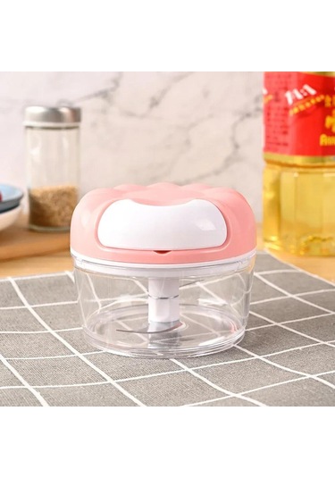 1 Adet Mini Mutfak Pratik Sarımsak İtici Ev Tipi Manuel Doğrama Sarımsak Acı Biber Doğrayıcı Pembe