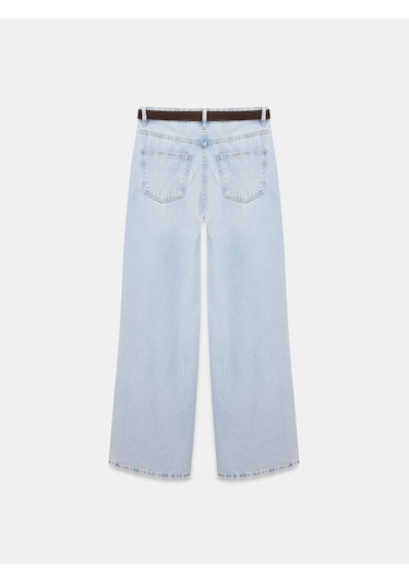 Dilvin 72288 Pamuk Kemerli Wide Leg Jean-mavi 34