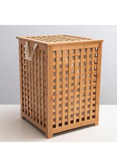Chakra Bambu Çamaşır Sepeti 62 x 45 CM Natural Ahşap